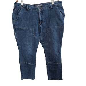 Carhartt Relaxed Fit BD6110-W Jeans Womens Sz 18 Short Blue Workwear Double Knee